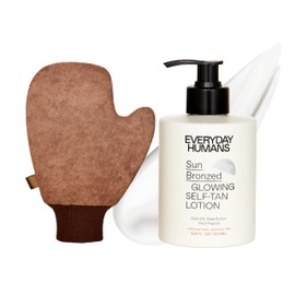Everyday Humans Sun Bronzed Glowing Self -Tan Lotion (Medium to Dark) + Tanning Mitt