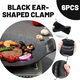 JEYORZY 6pcs Silikon Topfgriffe, Silikon Helfen Griff Halter, Silikongriffe für Töpfe, Topfgriff Hitzeschutz, rutschfest Hitzebeständig Topfgriff Schutzhülle, Topfgriff Hitzeschutz für Kochen, Schwarz