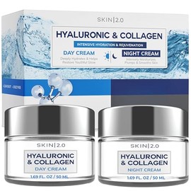 Skin 2.0 Hidratante facial con ácido hialurónico y colágeno, crema de hidratación profunda y reafirmante para un aspecto suave y juvenil, probado por 