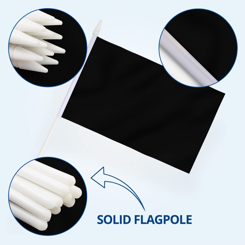 Anley Black Mini Flag 12 Pack - Hand Held Small