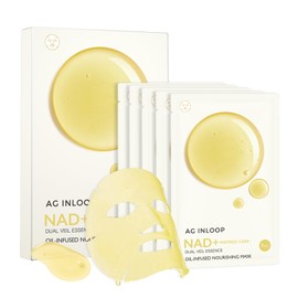 AG INLOOP Hydro Oil Mask, 5 Pieces, Sheet Mask, Face Mask, Ceramide Squalane, Jojoba & Camellia Oil, Vitamin C Derivative, High Moisturization, Elastic, Pores, Transparency, Made in Japan