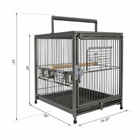 Mcage 18"x 14" x 22" Portable Heavy Duty Bird Cage Parrot Carrier Metal W/Hanger