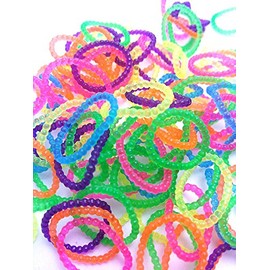 Choose from 20 Types or More Rare Types, Loom Band Refill Pack, Clear Crush Type, Colorful Mix, 300 Pieces, Cute Pink Labels, Rubber for Band Bracelets, 12 Colorful S Clips Included