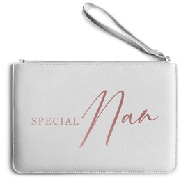 Purple Print House Rose Gold Special Nan Clutch Bag, Mothers Day Clutch Bag for Mum, Birthday Gift Ideas, Cute Make Up Bag for Her, One Size, Grey