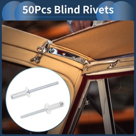 INFINAUTO Dome Head Large Flange Blind Rivets 4.8mm Grip Diameter 16mm Grip Length 9.5mm Flange Diameter Aluminum Alloy Iron Silver Tone