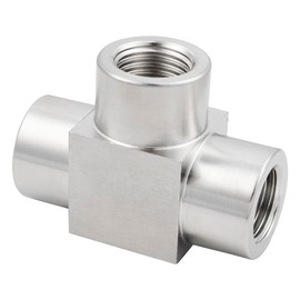 Yoebor Stainless Steel 304 Pipe Fitting Female Tee, 3/8" NPT Female x 3/8" NPT Female x 3/8" NPT Female 3-way T-fitting, 1pc