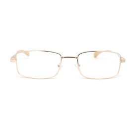 SA106 Classic Metal Rim and Arm Narrow Rectangle Reading Glasses Gold +1.5