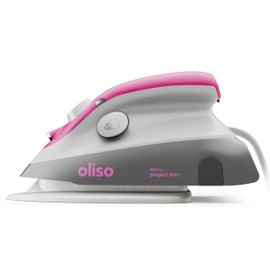 oliso M3Pro Project Steam Iron with Solemate – 1000W Ceramic Soleplate Iron and LED Light for Sewing, Quilting, Crafting, and Travel – Raspberry
