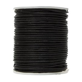 0.5mm Round Leather Cord 25 Meters Black