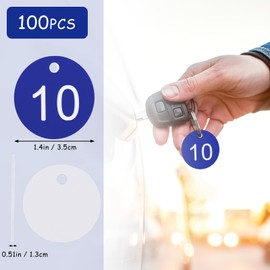 Tenare Pack of 100 Plastic Number Plates, 1-100 Numbers, Key Chains, Waterproof, Small Plastic Numbered ID Tags with Hole for Wardrobe Luggage, Without Key Rings (Dark Blue, White)