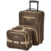 Rockland Fashion Softside Upright Luggage Set,'Expandable,Lightweight,Telescopic Handle,Wheel, Brown, 2-Piece (14/19)