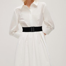 e-mode life Women's Belt, Elastic Belt, Thick, Wide Belt, Suit, Skirt, Belt without Holes, black & black, L