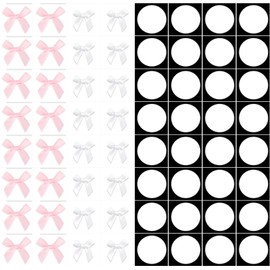 DWUENT Pink Bows for Gift Wrapping, Pink Ribbon Bow, Pink Bow, 100PCS Satin Ribbon Bows with Glue Dots for Gift Wrapping, Craft, Party Decor - Pink & White.