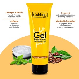 Cellulite Cold Slimming Goldine Firming Gel with Caffeine and Seaweed - Reduce Appearance of Cellulite, Stretch Marks, Firming and Toning, Improves Circulation Cruelty-Free