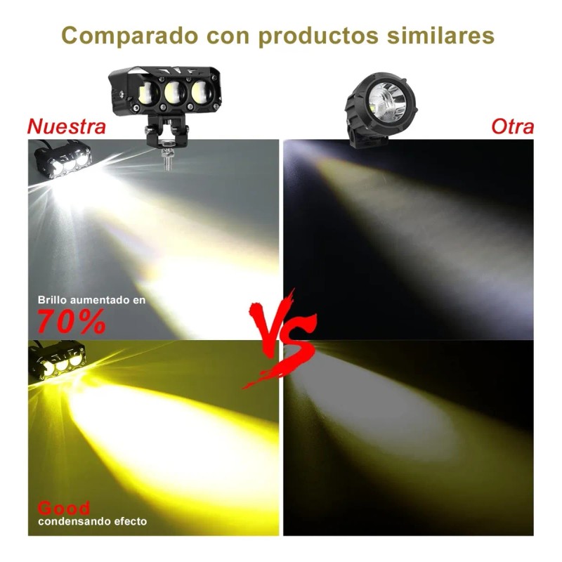 Par Faro Led Exploradoras Laser Lupa Estrobo Moto Auto 70w