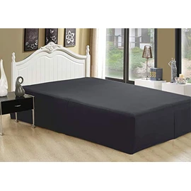 Marina Decoration Ultra Soft Silky Hotel Quality All Season Deep Pocket Dust Ruffle 16 Inch Drop Solid Tailored Rayon from Bamboo Bed Skirt, Black Color King Size