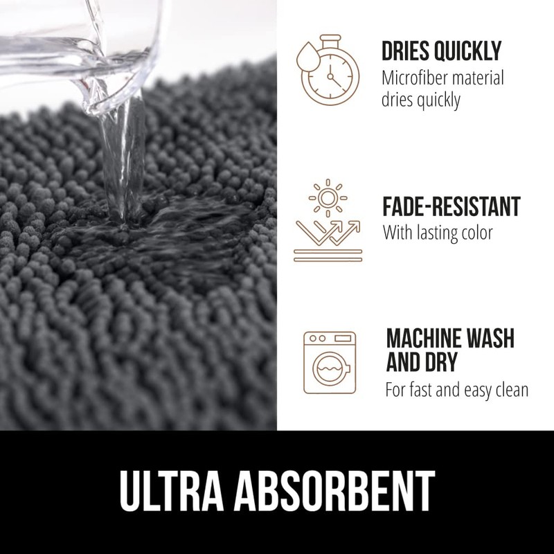 GORILLA GRIP Bath Rug Mat 30x20, Thick Soft Absorbent Chenille,