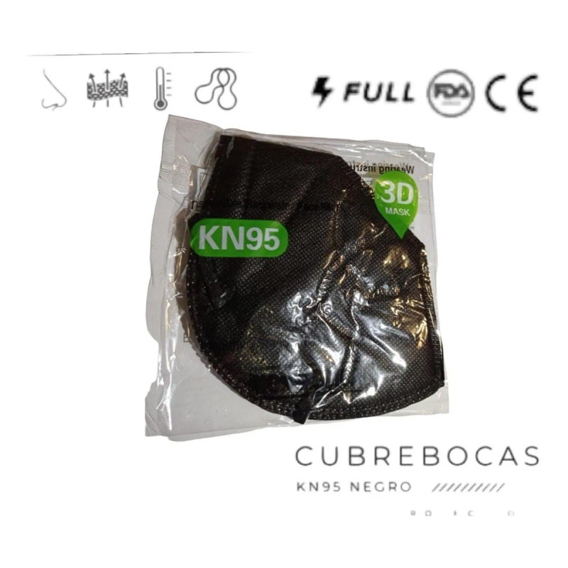 100 Cubrebocas Kn95 Mascarillas Negro Ambos Lados Certificad