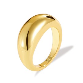 ALEXCRAFT Chunky Rings Gold Waterproof Ladies for Women Girlfriend Mum Engagement Promise Ring Jewellery 8 Size / 57 mm