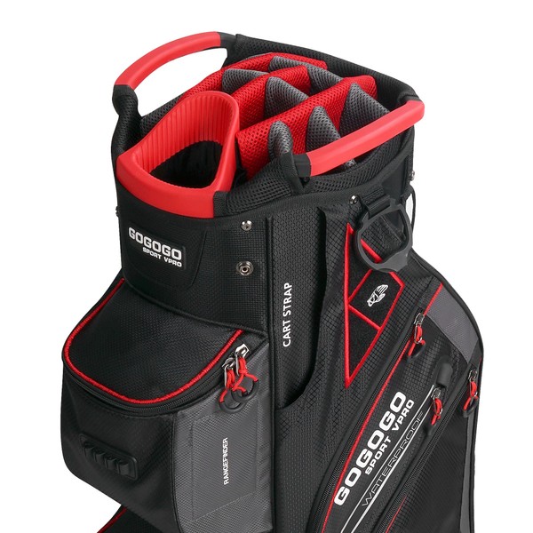 Gogogo Sport Vpro Golf Cart Bag, 14-Way Top Full-Length Divider Golf Club Bag with Cooler, Rainhood, 11 Pockets