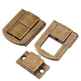 dophee Toggle Catch Lock 1.18"x 0.94" Antique Bronze Retro Style Iron Hasp Wood Chest Lock Latch Clasp with Screws for Jewellery Box Suitcase Chest Decoration (5-Pack)