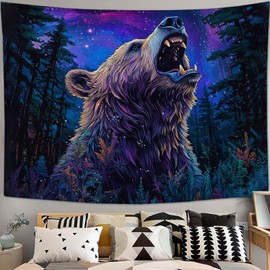 Tapiz de oso de fantasía grande para colgar en la pared para recámara, tapices de animales, decoración de pared para hogar, oficina, recámara, sala de estar, 40 x 60 pulgadas