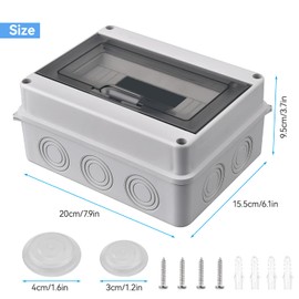 Surface-Mounted Distribution Board, IP65 Waterproof Fuse Box, with Door, 1-Row, for 8 Modules, for Garden or Outdoor Use, Complies with Wet Room Standard