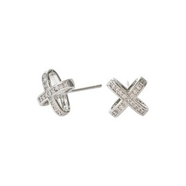 Round X Cross Studs Earrings for Women Grils 925 Sterling Silver Post Pin Dainty Huggie Criss Cross Hollow-Out Studs Earring Minimalist Charm Chunky Geometric Cartilage Tragus Piercing Earring Jewelry