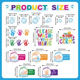 Mooliwe 72 Pcs Washing Your Hands Bulletin Board Set Washing Hand Learning Chart How to Wash Your Hands Instruction for School Classroom Decorations