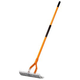 VNIMTI Thatch Rake for Lawns, Heavy Duty Thatch Rake with Fiberglass Handle, Metal Dethatcher Rake for Cleaning Dead Grass, 58 Inches | VNIMTI