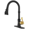 BWE Black Kitchen Faucet with Pull Down Sprayer and Gold