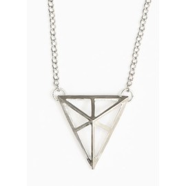 Magic Metal Cage Pyramid Necklace Silver Tone Geometric Triangle NH63 Statement Fashion Jewelry