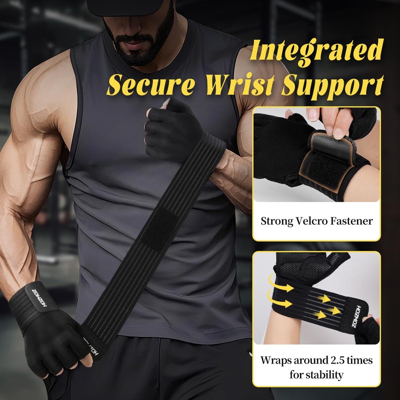 HOZMOZ Weight Lifting Gloves with Wrist Support, Gym Workout Gloves