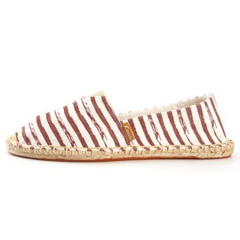 Kentti Men's Stripe Canvas Classic Flat Espadrilles, red, 44 EU