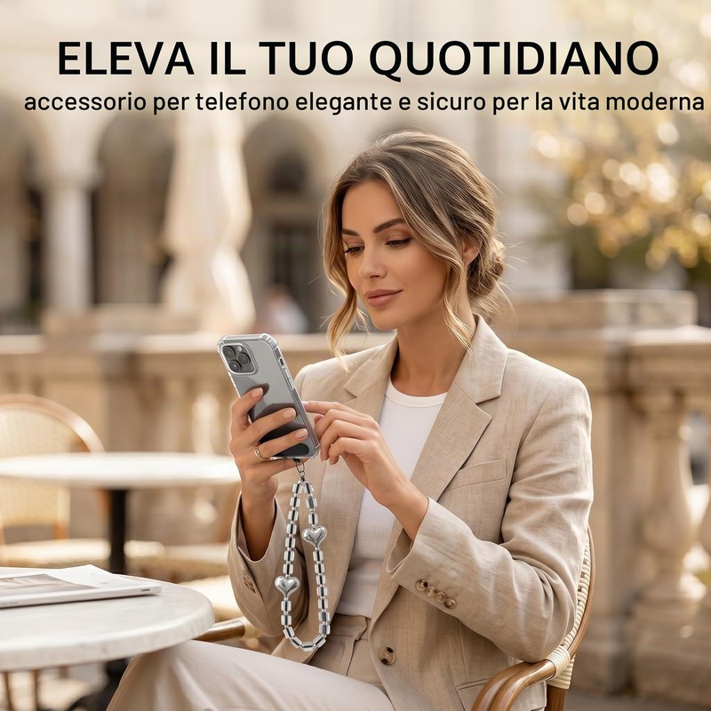 10 Pezzi Set Ciondoli per Telefono, 5 Cinturini con Perline