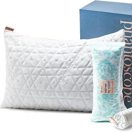 Phantoscope Memory Foam Pillow with Adjustable Cooling Gel for Hot Sleepers, Soft and Adjustable Firm Bed Pillows with Bamboo and Cotton Covers - Bedding Size: King size19*35/ Pack of 1