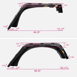 GRAND ORANGE Fender Flares w/LED Side Maker, Compatible with Jeep JK Wrangler 2/4 Door Model 2007-2018, Unlimited, Rubicon Unlimited