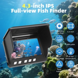 Fish Finder Camera, IPS Full perspective Infrared Night Vision Camera, 4.3inch HD IPS Display & 30M Video Cable, Underwater Fishing Camera for Ice River and Boat Kayak Fishing