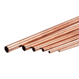 sourcing map Copper Tube 2 mm 3 mm 4 mm 5 mm 6 mm 7 mm Outer Diameter x 0.5 mm Thickness 200 mm Long Copper Round Tube Pack of 6