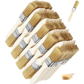 Paint Brush Set,50Pack 1 inch/2.54cm Chip Paint Brushes Flat Natural Bristle Disposable Paint Brushes Wooden Handle Paint Brush Set fo Acrylic Paint, Stains, Varnishes, Glues, Gesso and Home DIY