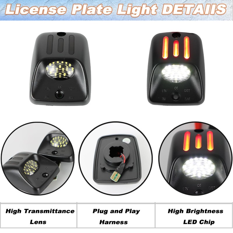 Full LED License Plate Light Tag Lamp Assembly Compatible with
