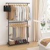 Sywhitta Double Rod Clothing Garment Rack, Rolling Coat Hanger with