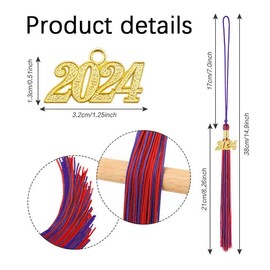 2024 Graduation Tassel Red Purple Graduation Cap Decorations 2024 Tassel Charm Class of 2024 Tassel Graduation 2024 Graduation Decorations Graduate Ornament Hat Tassels Graduation Cap Decorations
