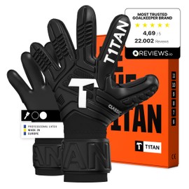 T1TAN Classic 1.0 Black-Out - Goalkeeper Gloves - Without Finger Protection - Football Gloves for Goalkeepers - Size 6