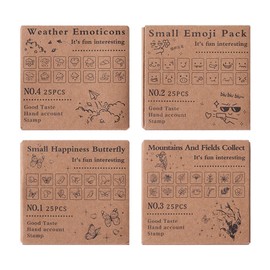 Baoblaze 25 Pieces Wood Rubber Stamp Wood Stamps DIY Project with Storage Case Art Crafts Diary Stamp Set Mini Stamps for Scrapbooking, Weather