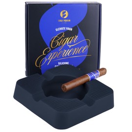 Silicone Cigar Ashtray - Ashtray for Outside Patio - Cigar Ashtray for Outdoors, Pool, Restaurants - Wide Cigar Gauge Rest - Unbreakable - Cigar Accessories - Home Ashtray - Cigar Gift for Men (Black)