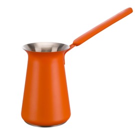 UNISWEET Modern Turkish Coffee Pot with Heat-Resistant Rubber Handle, 400 ML/140 Fluid Ounces Milk Warming Pot, Stainless Steel Greek Arabic Coffee Maker