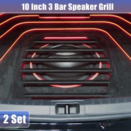 X AUTOHAUX Universal Iron Black 10" Speaker Grill Bar Audio Speaker Subwoofer Grill Grille 10 Inch 3 Bar Speaker Grille Bar Woofer Protective Cover - Pack of 2