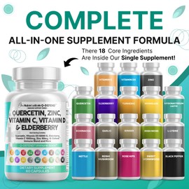 Clean Nutraceuticals Quercetin Zinc Vitamin C Vitamin D Bromelain Elderberry - Lung Immune Support Supplement Adults with Artemisinin, Sea Moss, Echinacea, Allergy Relief