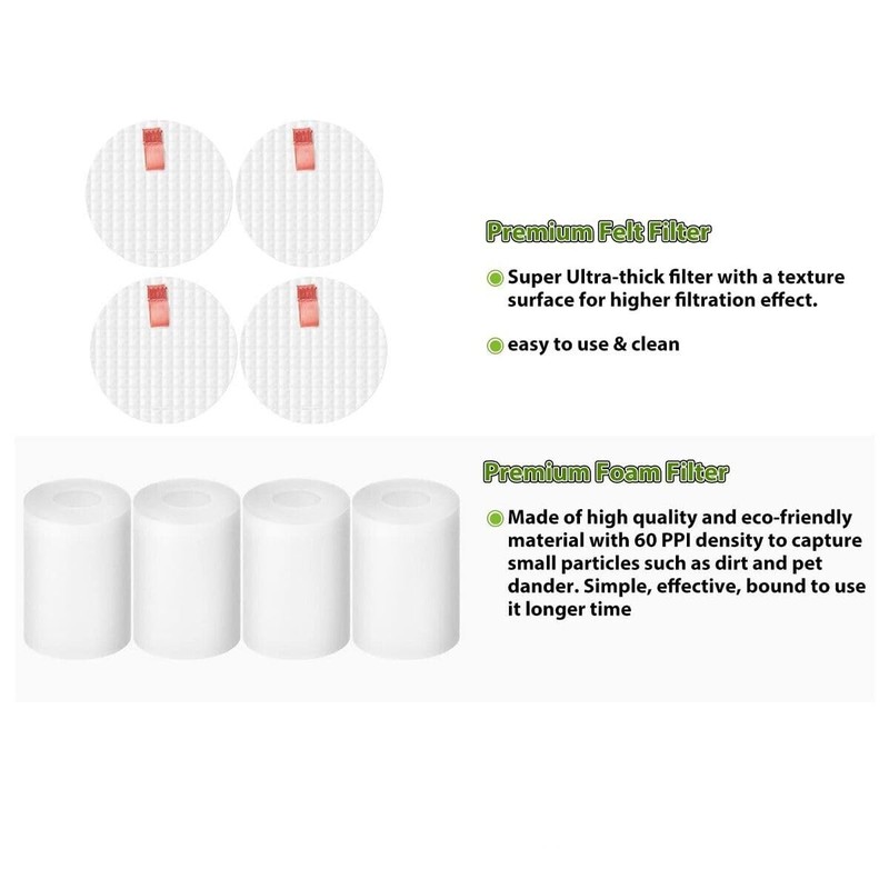 4 PACK 3.7" High Replacement Base Pre-Motor Foam Filters for